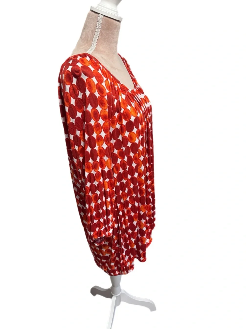 Michael Kors Mandarin Orange Geometric Dot Blouse Womens 2X Top New